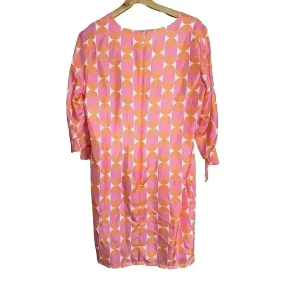 Vilagallo Arken Silk Dress Geometric Print V Neck Long Sleeve Mod Retro - Picture 3 of 12